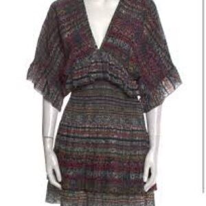 IRO TUSLA PRINTED silk tired mini dress size 38/M